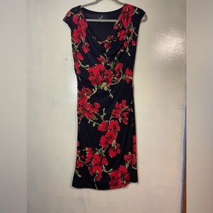 Y2k drape front stretch dress sz 8 fairy cherry blossom dark fairy ronni nicole